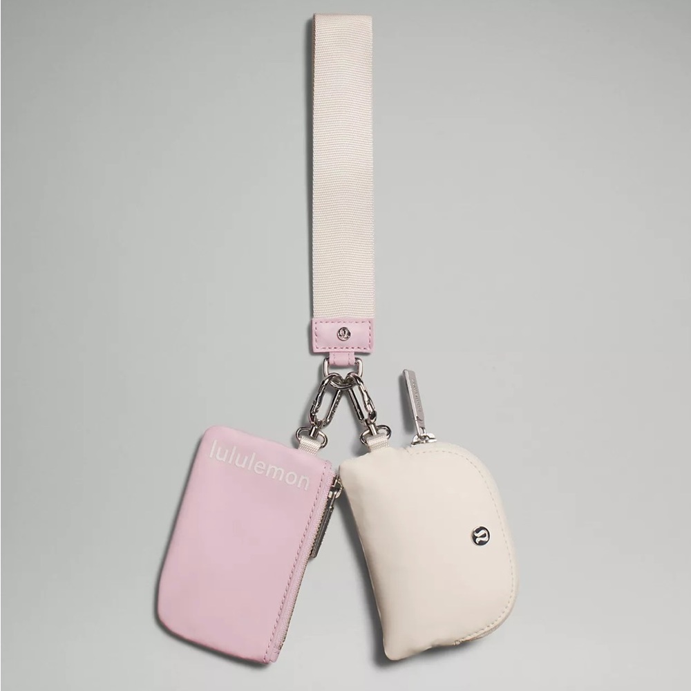 Lululemon Dual Pouch Wristlet - White Opal / Pink Peony - NWT